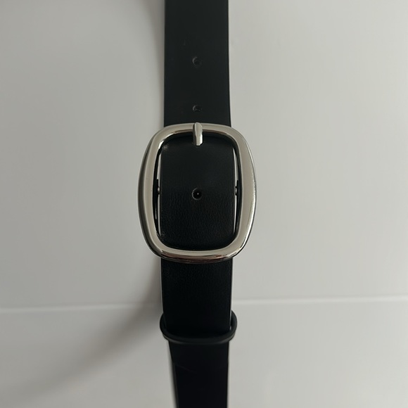 NWOT | H&M | Black Faux Leather Belt w/ Silver Buckle - Picture 2 of 5